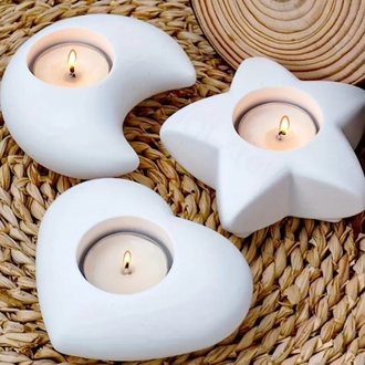 3 ' Lü Ay Yıldız Kalp tealight mumluk