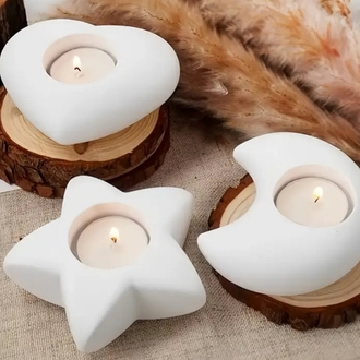 3 ' Lü Ay Yıldız Kalp tealight mumluk