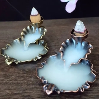 2 Adet Lotus Yaprağı Metal Geri Akış Tütsülük 