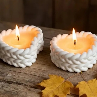 Örgülü kalp tealight mumluk