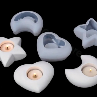 3 ' Lü Ay Yıldız Kalp tealight mumluk