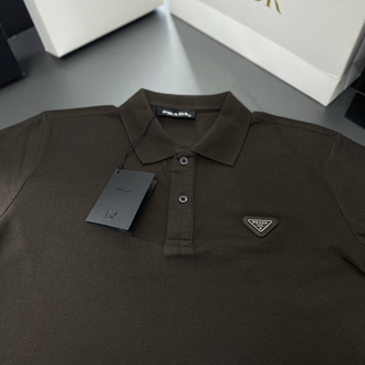 PRADA YAKALI T-SHİRT (KAHVE)