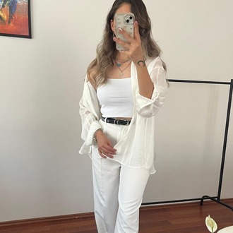BEYAZ PREMİUM TRANSPARAN GÖMLEK 