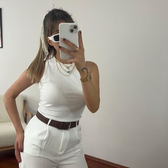 Beyaz Zara Marka Palazzo Kumaş Pantolon
