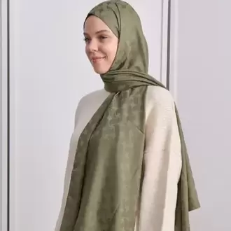 KIVRIM DESEN İPEKSİ JAKAR YEŞİL ÇAY ŞAL