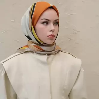 MASAL DESEN İTHAL SOFT PAMUK TURUNCU-BEJ EŞARP