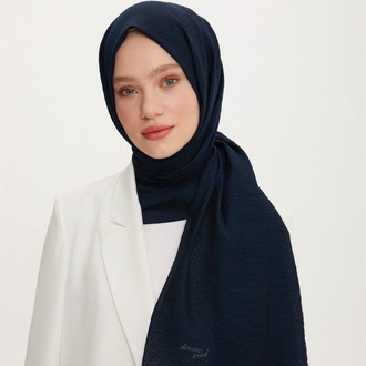 ARMİNE TREND OUTLET LACİVERT ORGANİK KOTON ŞAL