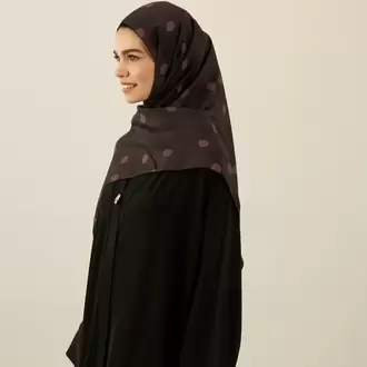 LİVA MODAL POLKADOT  DESEN SİYAH-KAHVERENGİ ŞAL