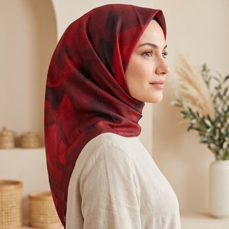 FRESH PAMUK GÜL DESEN ALEV KIRMIZISI EŞARP 