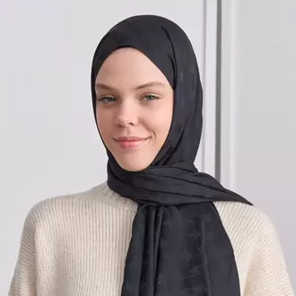 KIVRIM DESEN İPEKSİ JAKAR SİYAH ŞAL