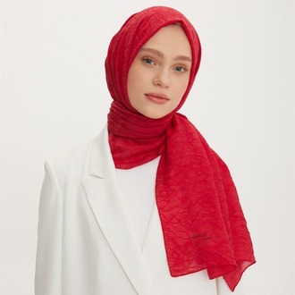 ARMİNE TREND OUTLET KIRMIZI ORGANİK KOTON ŞAL