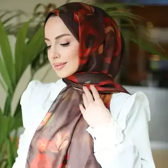 ROSA İTHAL İPLİK SOFT KAHVE-TURUNCU ŞAL