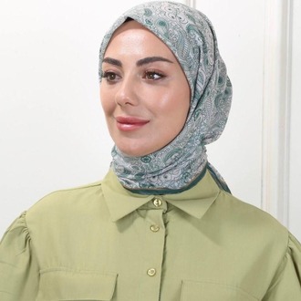 LOCELLA PAMUK VUAL CANLI YEŞİL EŞARP
