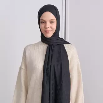 KIVRIM DESEN İPEKSİ JAKAR SİYAH ŞAL