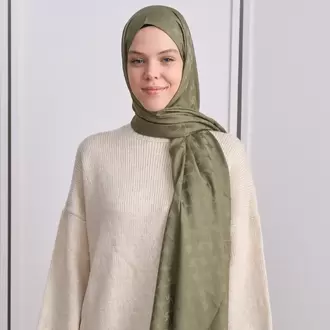 KIVRIM DESEN İPEKSİ JAKAR YEŞİL ÇAY ŞAL