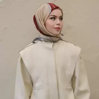 MASAL DESEN İTHAL SOFT PAMUK BEJ-KIRMIZI EŞARP