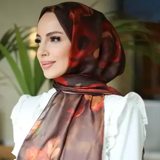ROSA İTHAL İPLİK SOFT KAHVE-TURUNCU ŞAL