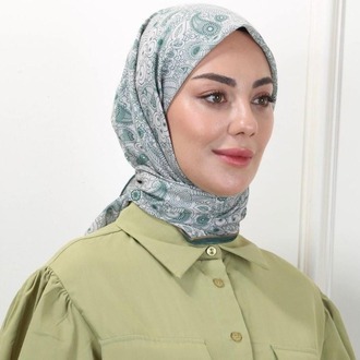 LOCELLA PAMUK VUAL CANLI YEŞİL EŞARP