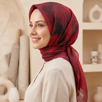 FRESH PAMUK GÜL DESEN ALEV KIRMIZISI EŞARP 