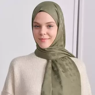 KIVRIM DESEN İPEKSİ JAKAR YEŞİL ÇAY ŞAL