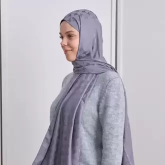 KIVRIM DESEN İPEKSİ JAKAR KOYU GRİ ŞAL