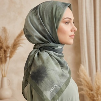 FRESH PAMUK PAPATYA DESEN HAKİ EŞARP