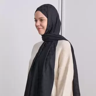 KIVRIM DESEN İPEKSİ JAKAR SİYAH ŞAL