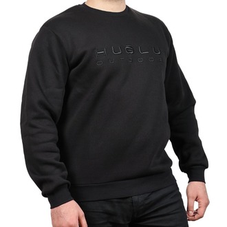 SWEATSHIRT - ÜÇ İPLİK, HUĞLU OUTDOOR NAKIŞLI, SİYAH