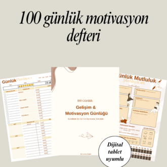 100 Günlük Gelişim & Motivasyon Günlüğü | Minimal Bej Sürüm (Tablet & Yazıcı Uyumlu)