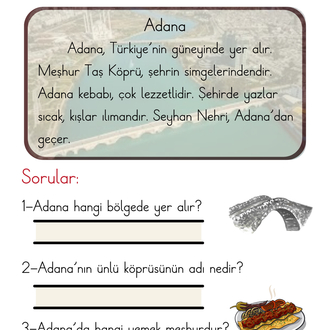 Türkiye’nin İlleri( Her Güne Bir Dikte Metin)