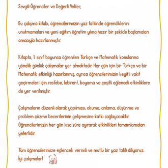 1.Sınıf Yaz Tatili Çalışma Etkinlikleri