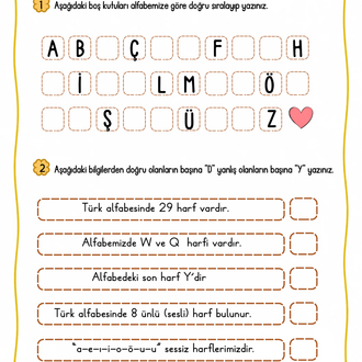 2.Sınıf Türkçe Yaz Tatili Tekrar Çalışmaları