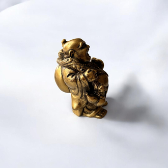 Vintage pirinç görünümlü Laughing Buddha