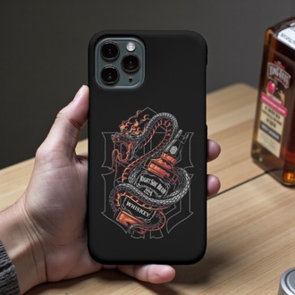 iPhone Uyumlu Yılanlı Whiskey Tasarımlı Kılıf