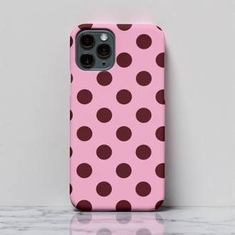 iPhone Uyumlu Pembe Puantiye Tasarımlı Kılıf