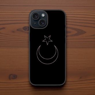 iPhone Uyumlu Siyah Ay Yıldız Tasarımlı Kılıf
