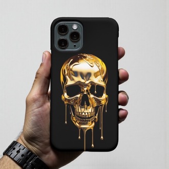 iPhone Uyumlu Eriyen Altın Kafatası Tasarımlı Kılıf