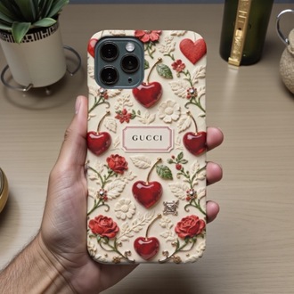 iPhone Uyumlu Kirazlı Gucci Tasarımlı Kılıf
