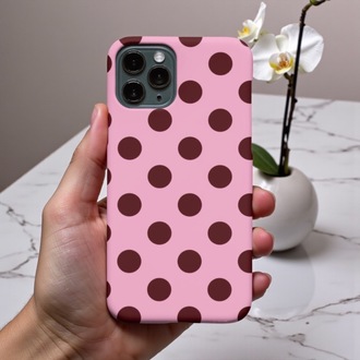 iPhone Uyumlu Pembe Puantiye Tasarımlı Kılıf