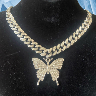 İCED OUT BUTTERFLY CHAİN SİLVER