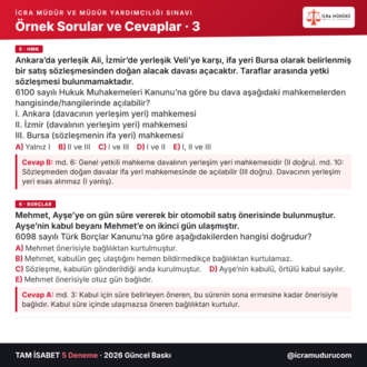 TAM İSABET İcra Müdür ve Müdür Yardımcılığı Sınavı - 5 Deneme Seti