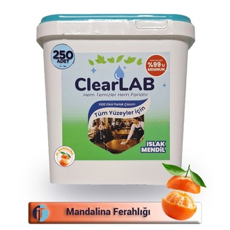 ClearLab – Yüzeyler için Islak Temizlik Mendili / Havlusu– 250’li Kova Ambalaj / Mandalina