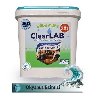 ClearLab – Yüzeyler için Islak Temizlik Mendili / Havlusu – 250’li Kova / Okyanus