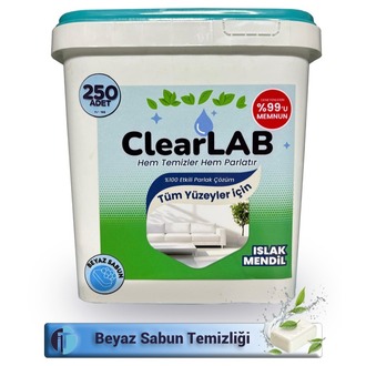 ClearLab - Yüzeyler için Islak Temizlik Mendili / Havlusu – 250’li Kova Ambalaj