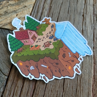 Isometric Land tekli sticker
