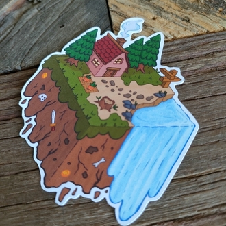 Isometric Land tekli sticker