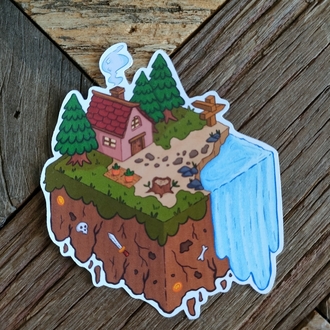 Isometric Land tekli sticker