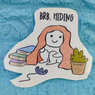 "Brb, Hiding" Tekli Sticker