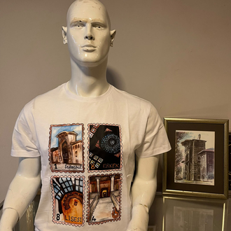 Pul baskılı Tshirt Beyaz