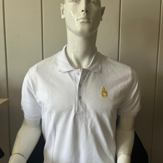 Beyaz Polo Tshirt - Sarı Logo Nakışlı